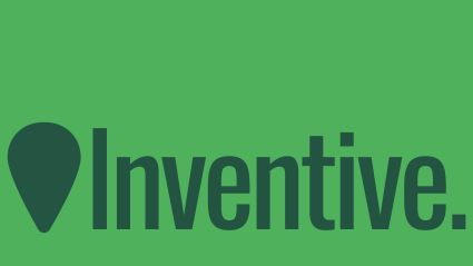 Green background with the word inventive and a marker 