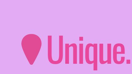 Pink background with the word Unique and a marker