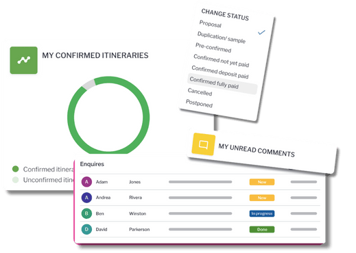 Screenshot of Tourwriters analytics, tasks management, status & accounting software for tour operators