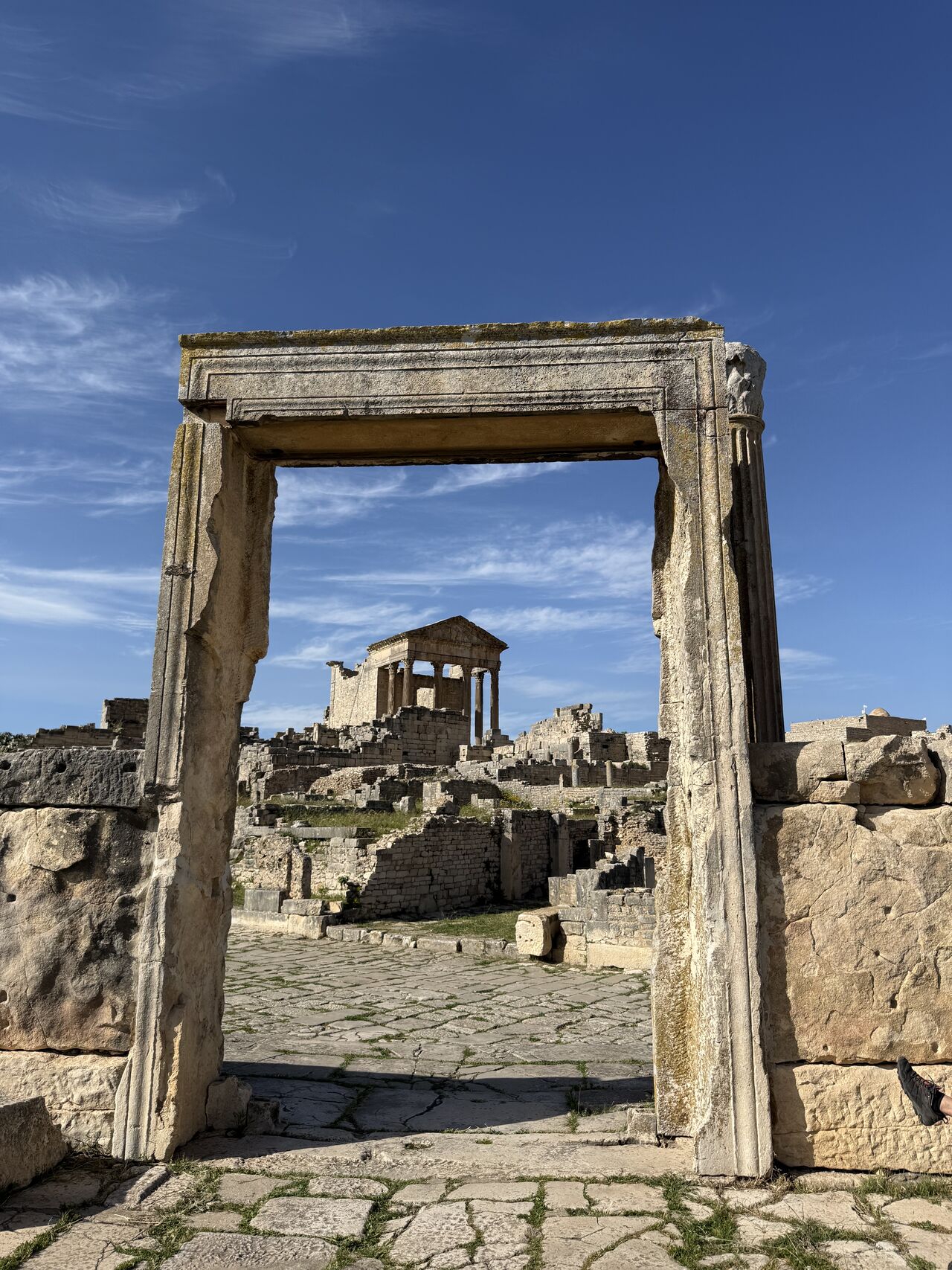Roman ruins at Dougga, a UNESCO World Heritage Site in Tunisia featured in Bonheur Voyages itineraries