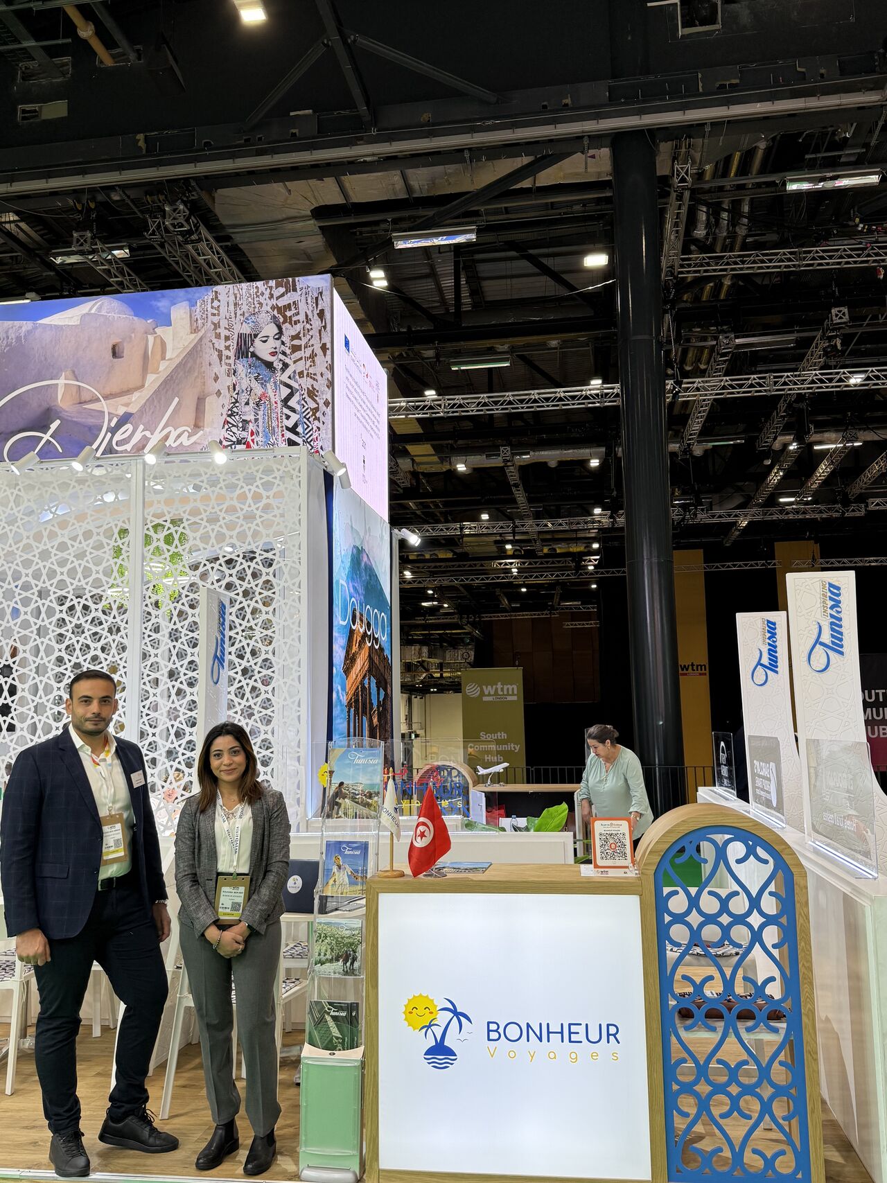 Bonheur Voyages booth at World Travel Market London representing Tunisia