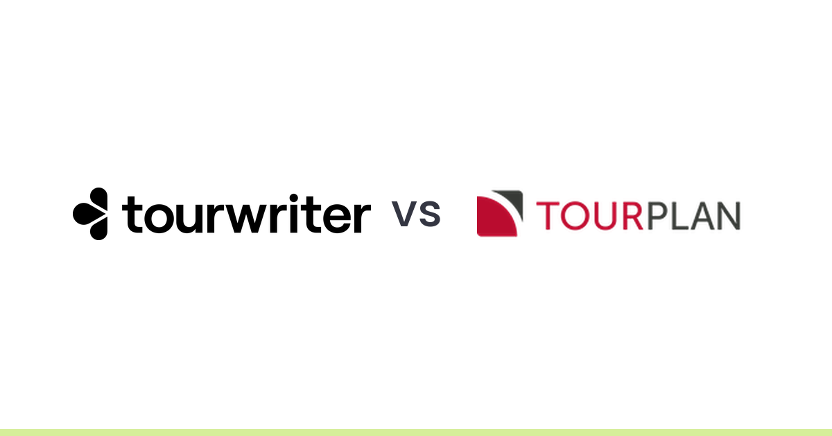Tourwriter and Tourplan logos side by side for a tour operator software comparison